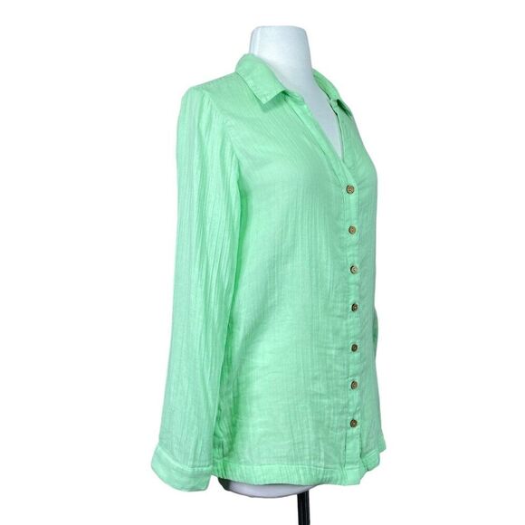 Soft Surroundings Mint Green Button Front Blouse Small - Picture 2 of 7